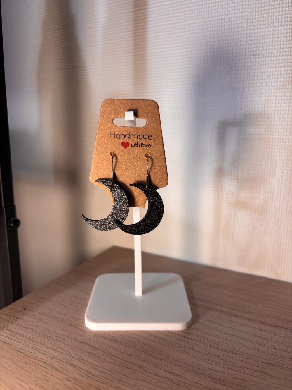 Black Crescent Moon Earrings -